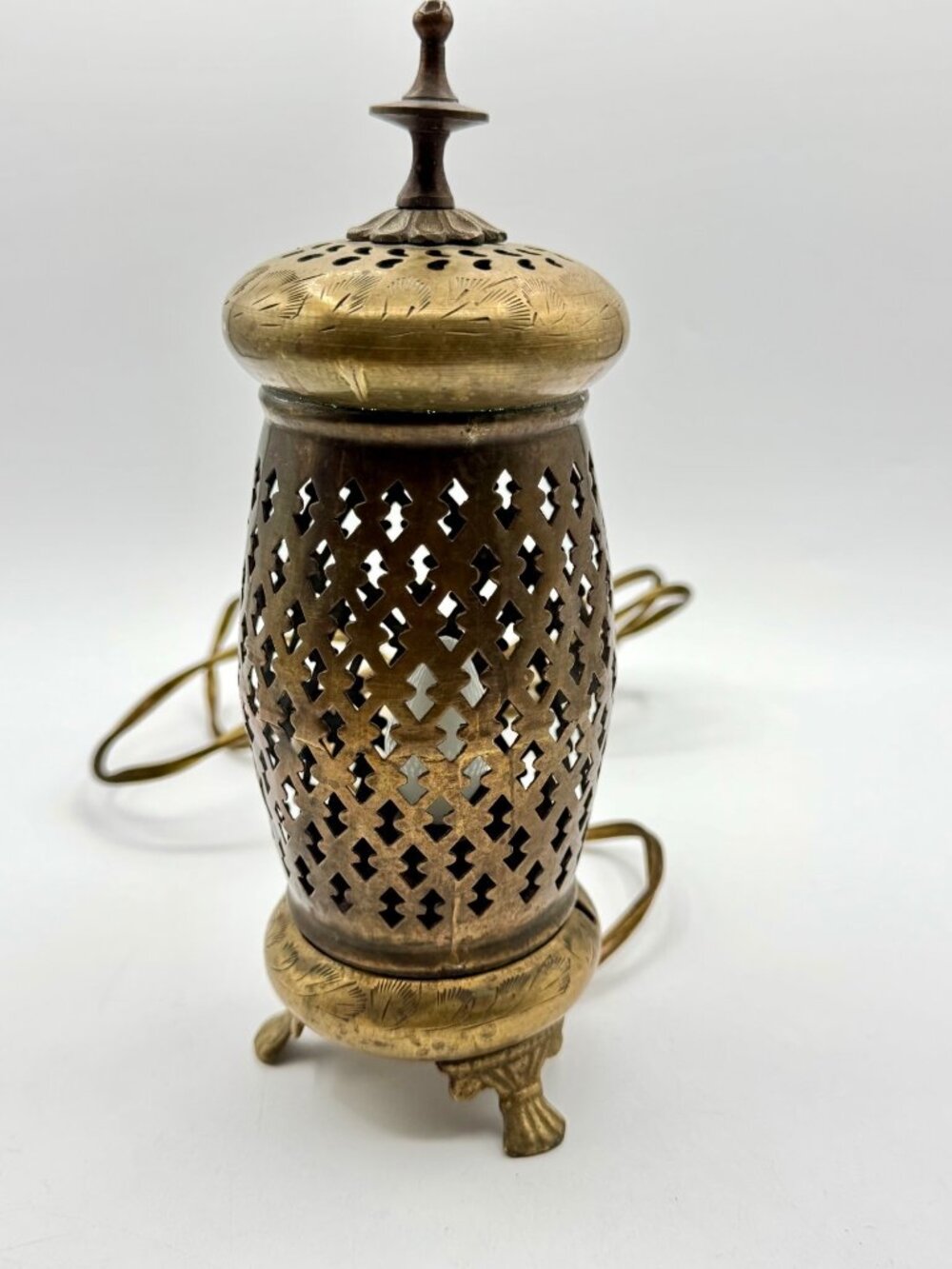 Vintage Moroccan 3 Feet Brass Lamp